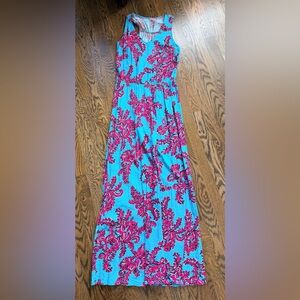 Floral Maxi Dress - Blue and Pink